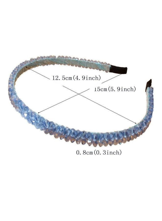 Cuizhiyu 4 PK Crystal Rhinestone Headbands for Women Girls Double Rows Sparkly Beaded Hair Hoops Pink Weave Narrow Hair Bands Hair Accessories (Color B) - Image 5
